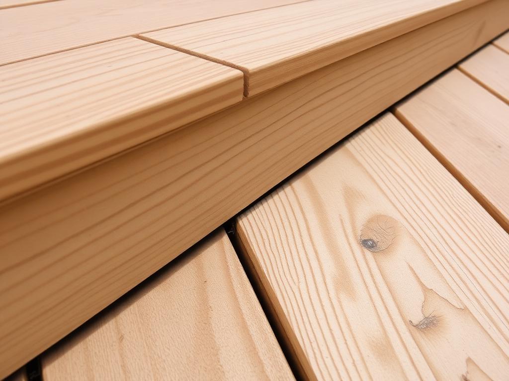 Side angle example: deck boards showing gap and depth from 45 degrees